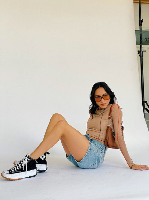 Fast Lane Mesh Top // Tan